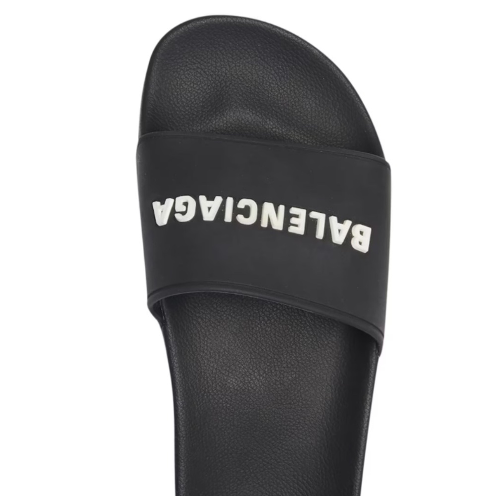 BALENCIAGA MEN'S POOL SLIDE SANDAL IN BLACK/WHITE SIZE 44 - Picture 3 of 5